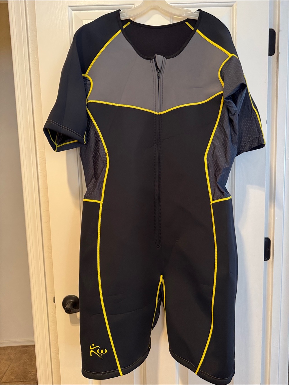 Short Sleeve Neoprene Wet Suit - Black with Yellow Trim
